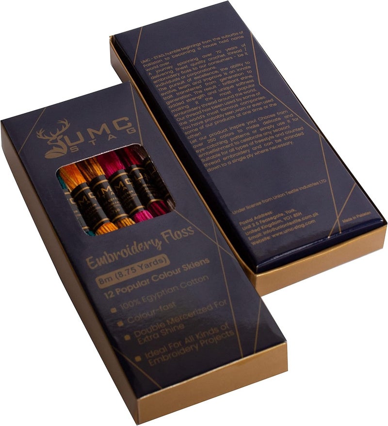 UMC STAG 12 Pieces Variegated Colours Premium Embroidery Thread | 100% Egyptian Cotton Premium Skeins | Cross Stitch Embroidery Floss | Oeko TEX Certified Stranded Cotton | Ideal for Arts & Crafts - Image 4